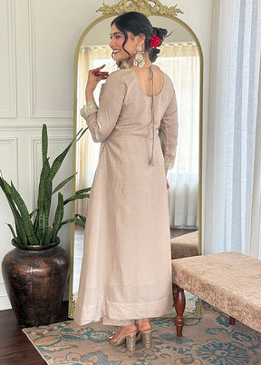 3 Pc Brown Silk Suit Set