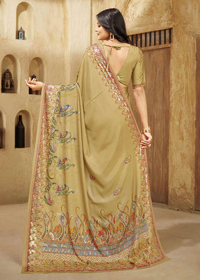 Brown Spun Silk Saree With Blouse Piece