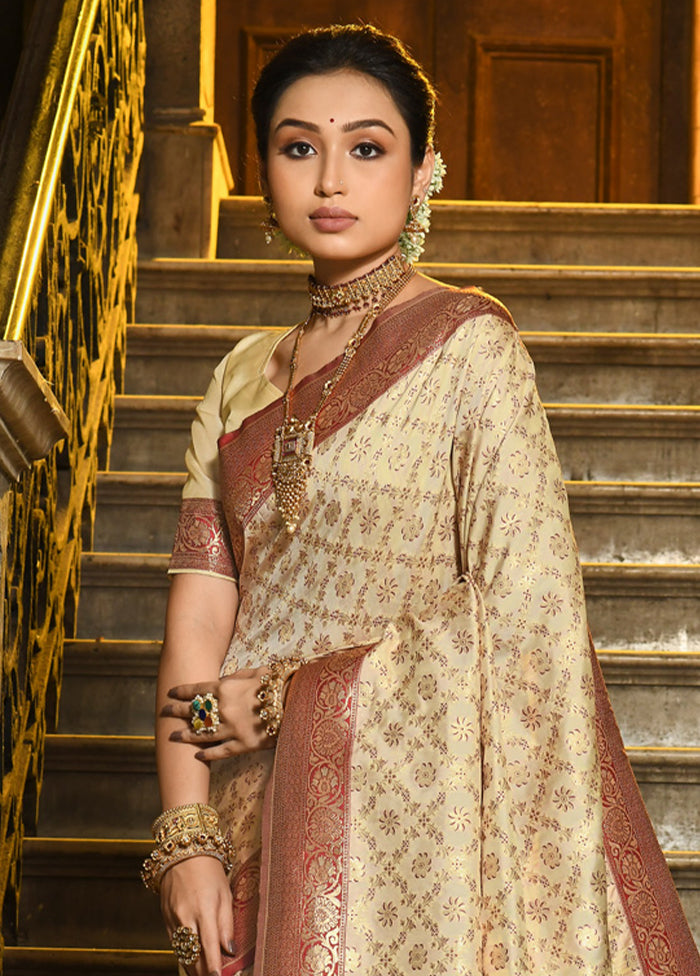 Maroon Spun Silk Saree With Blouse Piece