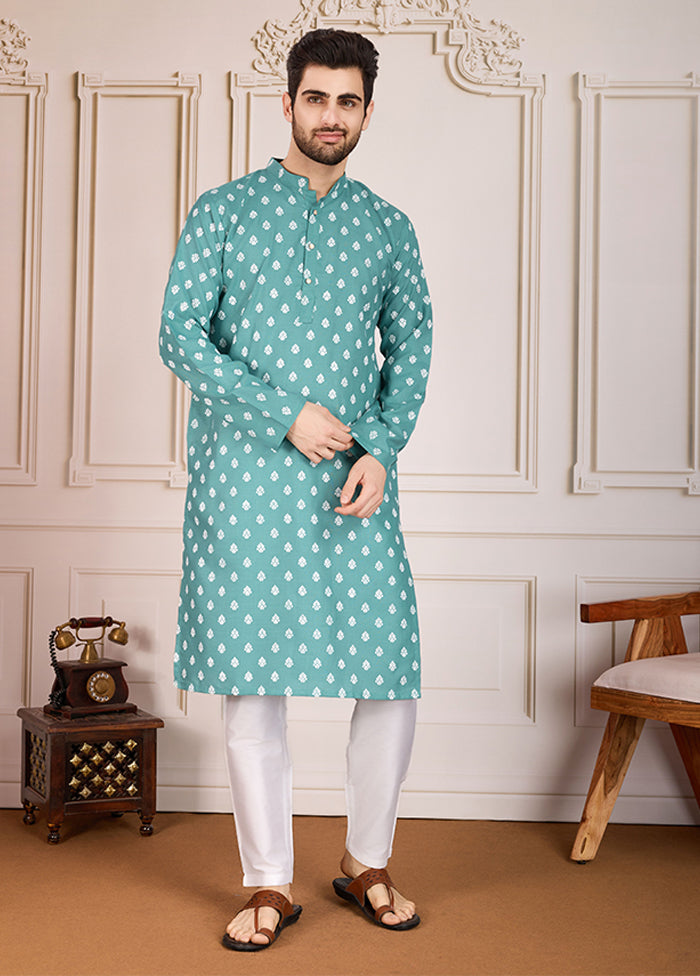 Green Cotton Kurta & Pajama Set
