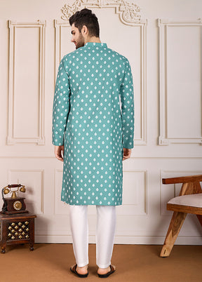 Green Cotton Kurta & Pajama Set