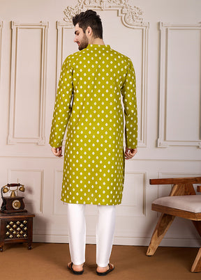 Green Cotton Kurta & Pajama Set
