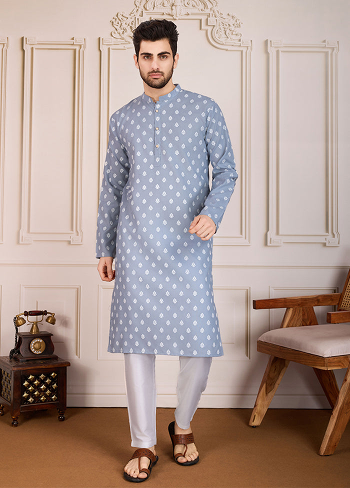 Grey Cotton Kurta & Pajama Set