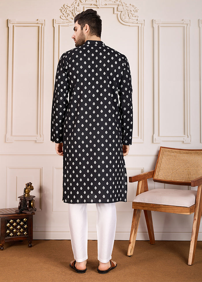 Black Cotton Kurta & Pajama Set