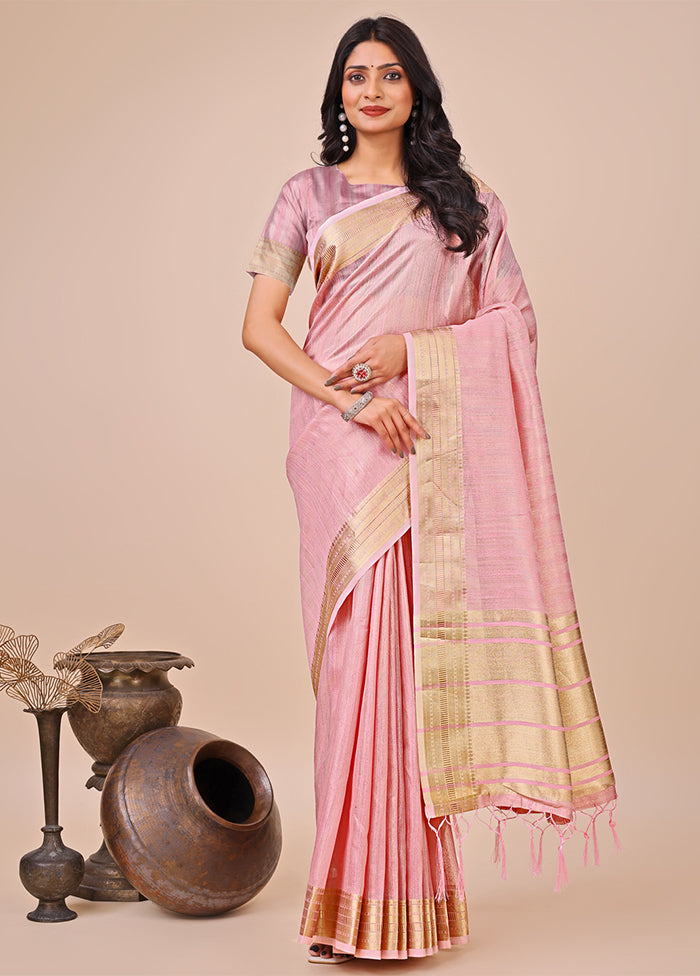 Pink Organza Saree With Blouse Piece