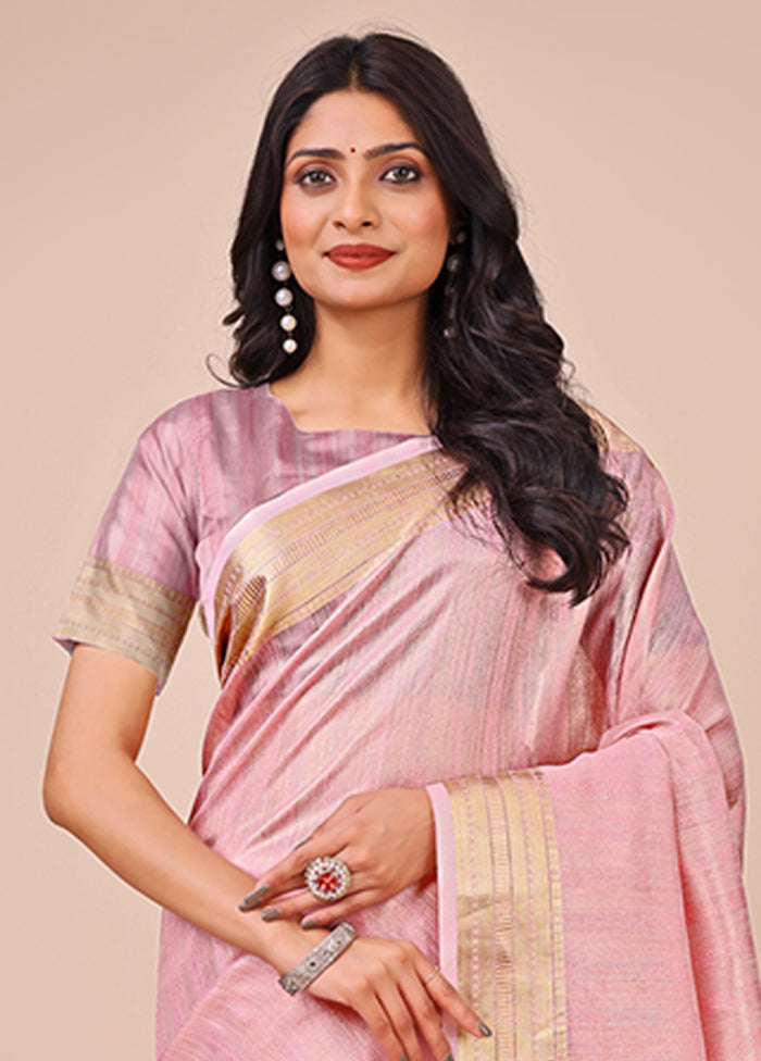 Pink Organza Saree With Blouse Piece
