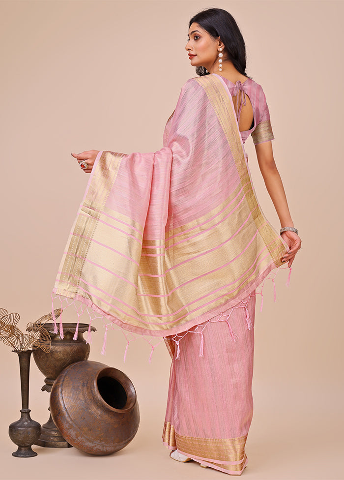 Pink Organza Saree With Blouse Piece