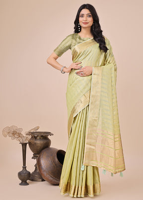 Green Organza Saree With Blouse Piece