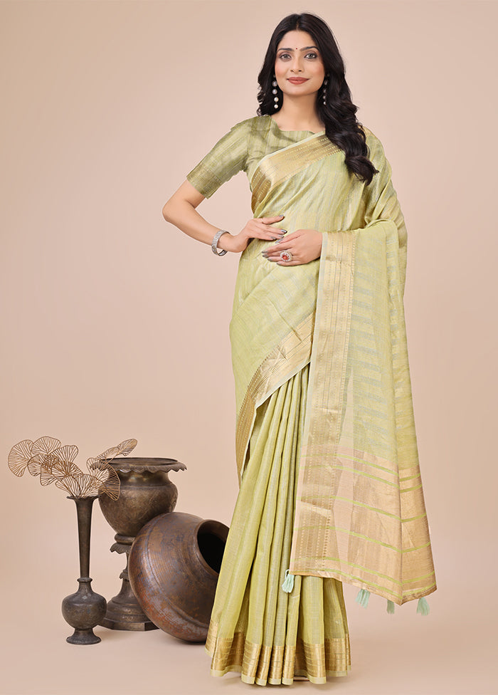 Green Organza Saree With Blouse Piece