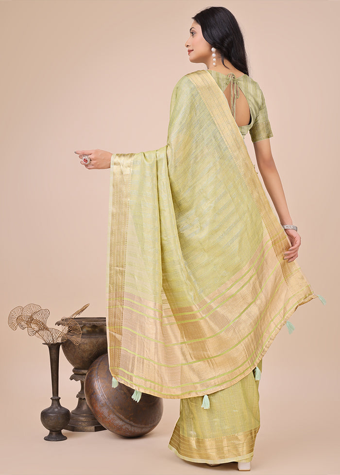 Green Organza Saree With Blouse Piece