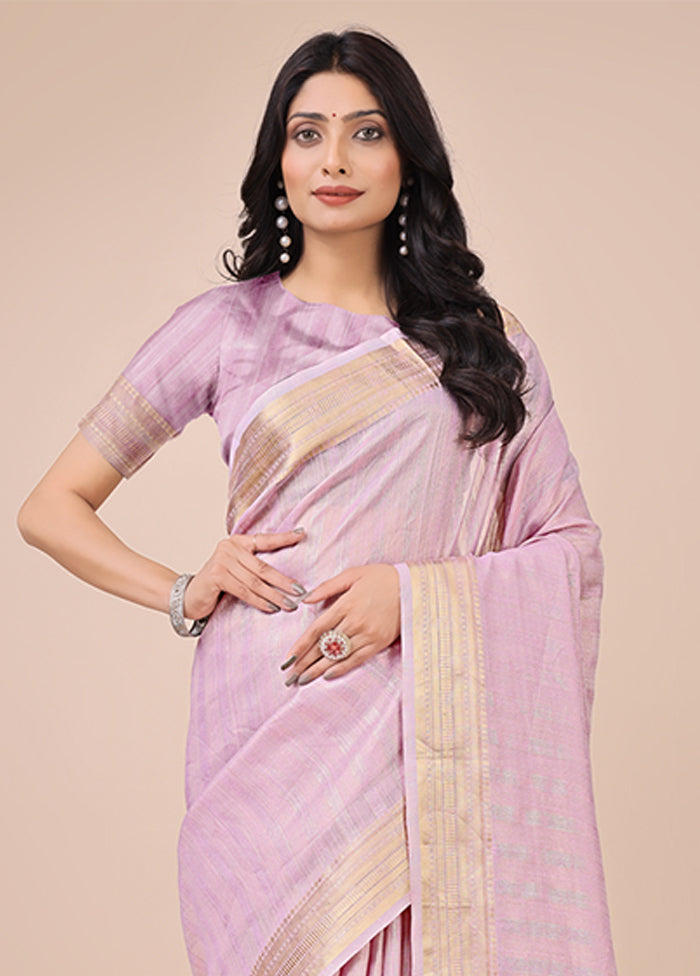 Purple Organza Saree With Blouse Piece