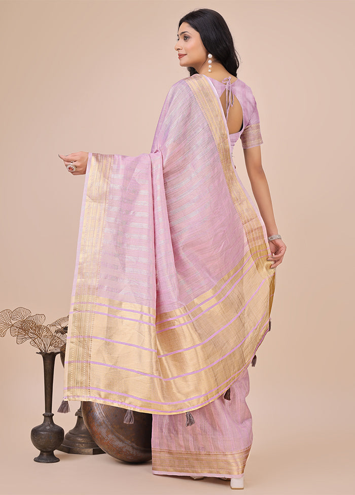 Purple Organza Saree With Blouse Piece