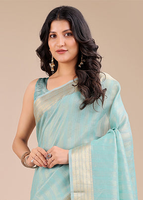 Green Organza Saree With Blouse Piece