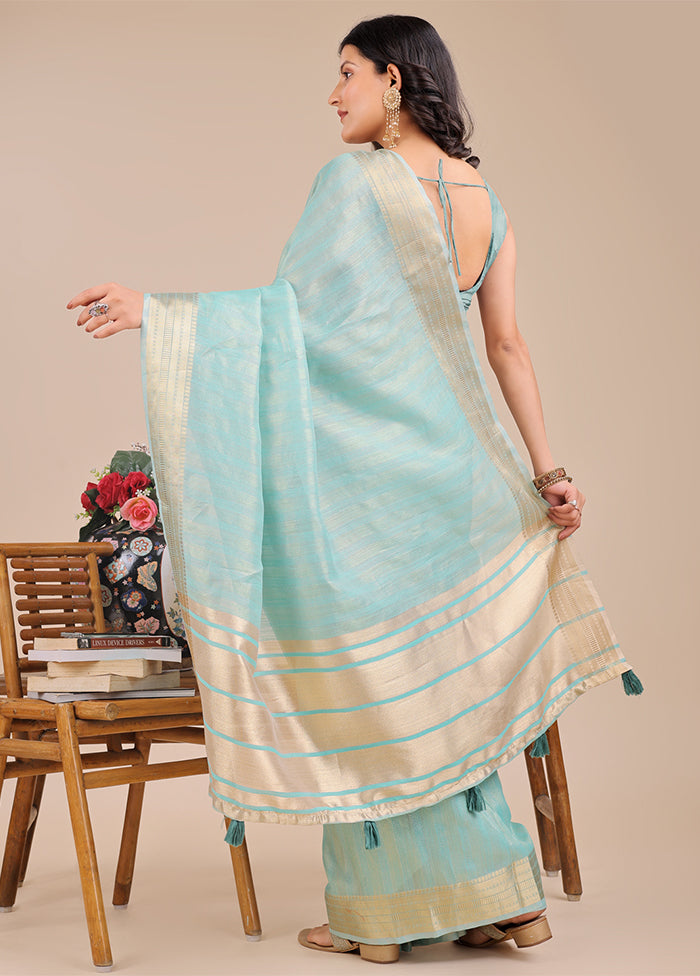 Green Organza Saree With Blouse Piece