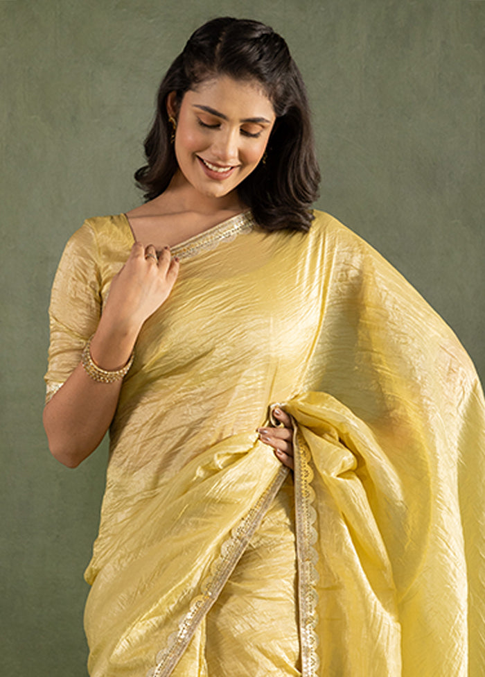 Yellow Chiffon Ready to wear Saree