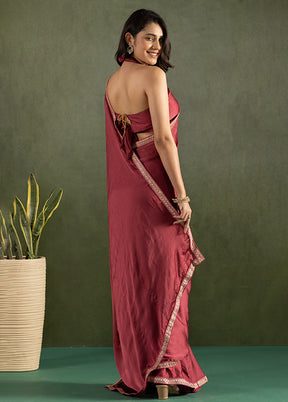 Maroon Chiffon Ready to wear Saree