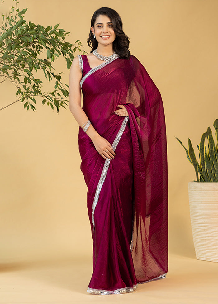 Maroon Chiffon Ready to wear Saree