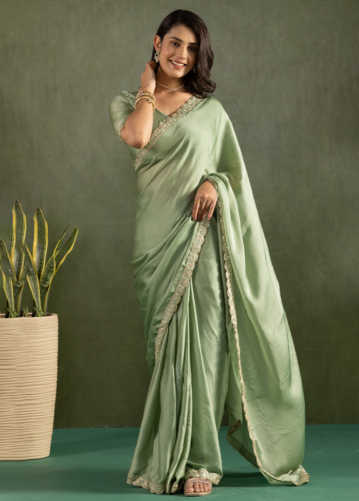 Green Chiffon Ready to wear Saree