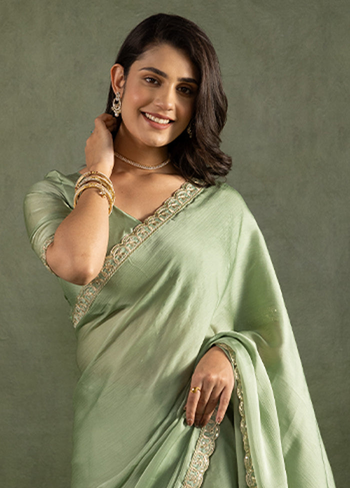 Green Chiffon Ready to wear Saree