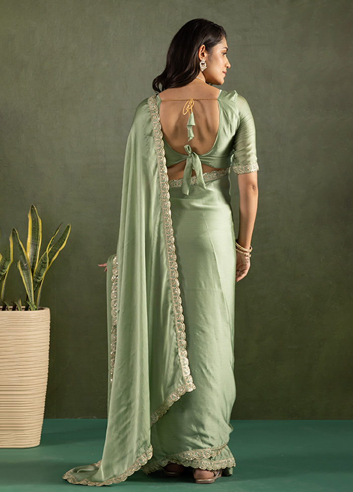 Green Chiffon Ready to wear Saree