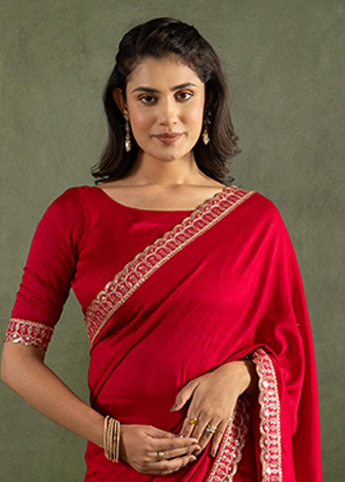 Red Chiffon Ready to wear Saree