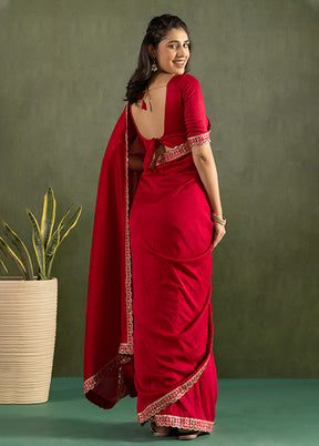 Red Chiffon Ready to wear Saree