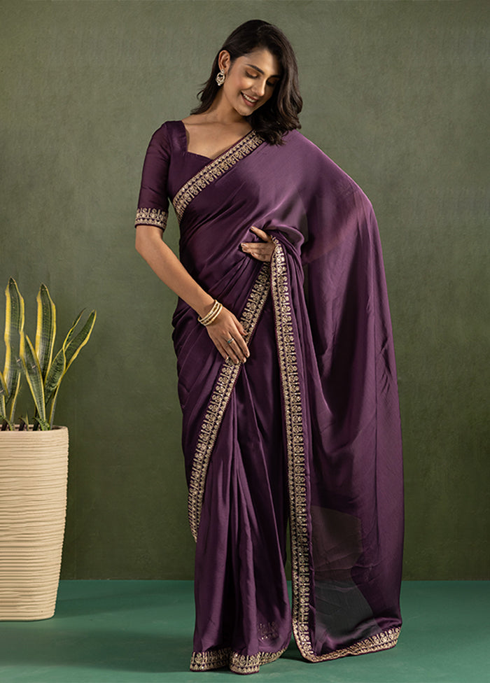 Purple Chiffon Ready to wear Saree