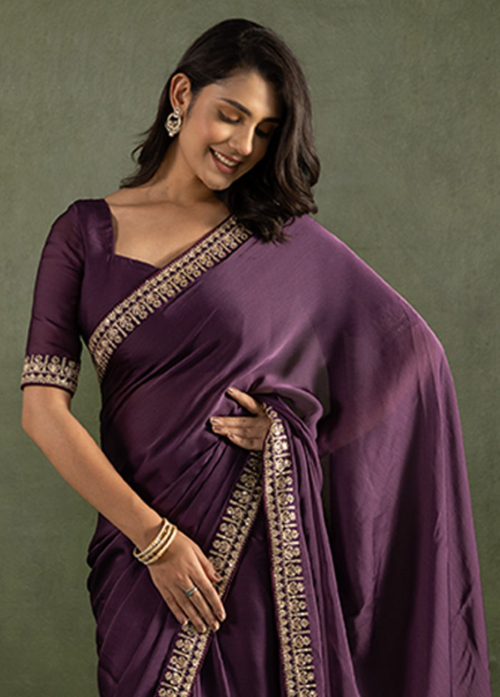 Purple Chiffon Ready to wear Saree