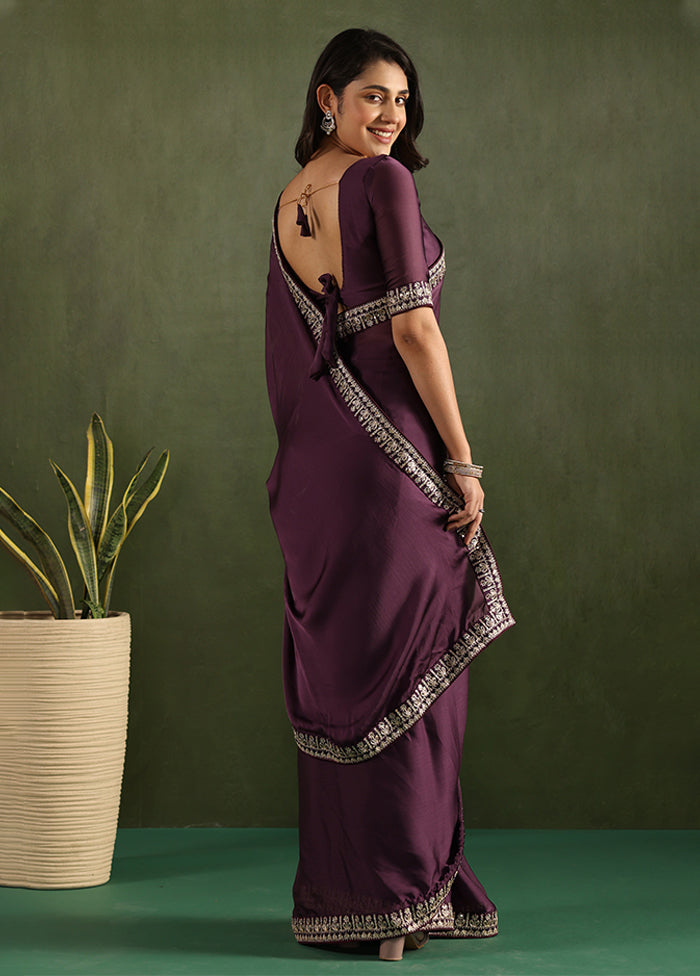Purple Chiffon Ready to wear Saree