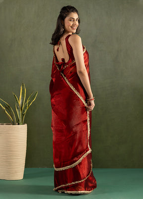 Red Chiffon Ready to wear Saree