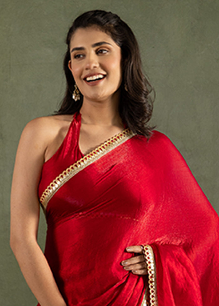 Red Chiffon Ready to wear Saree