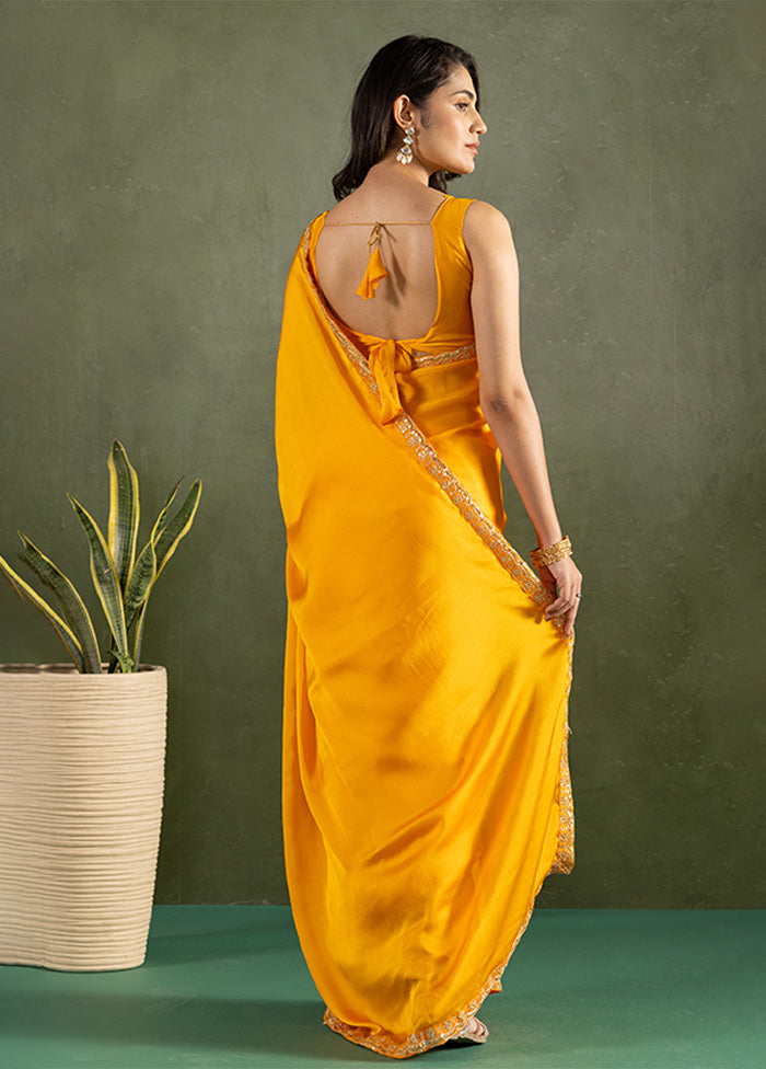 Yellow Chiffon Ready to wear Saree