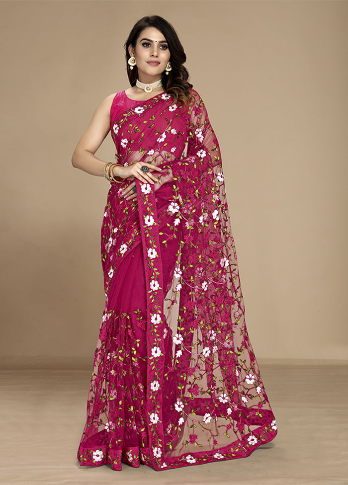 Pink Spun Silk Saree With Blouse Piece