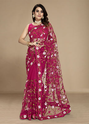 Pink Spun Silk Saree With Blouse Piece