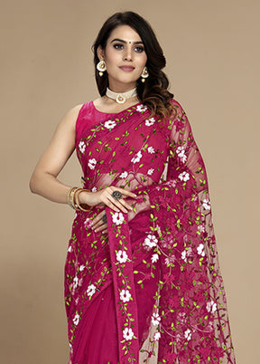 Pink Spun Silk Saree With Blouse Piece