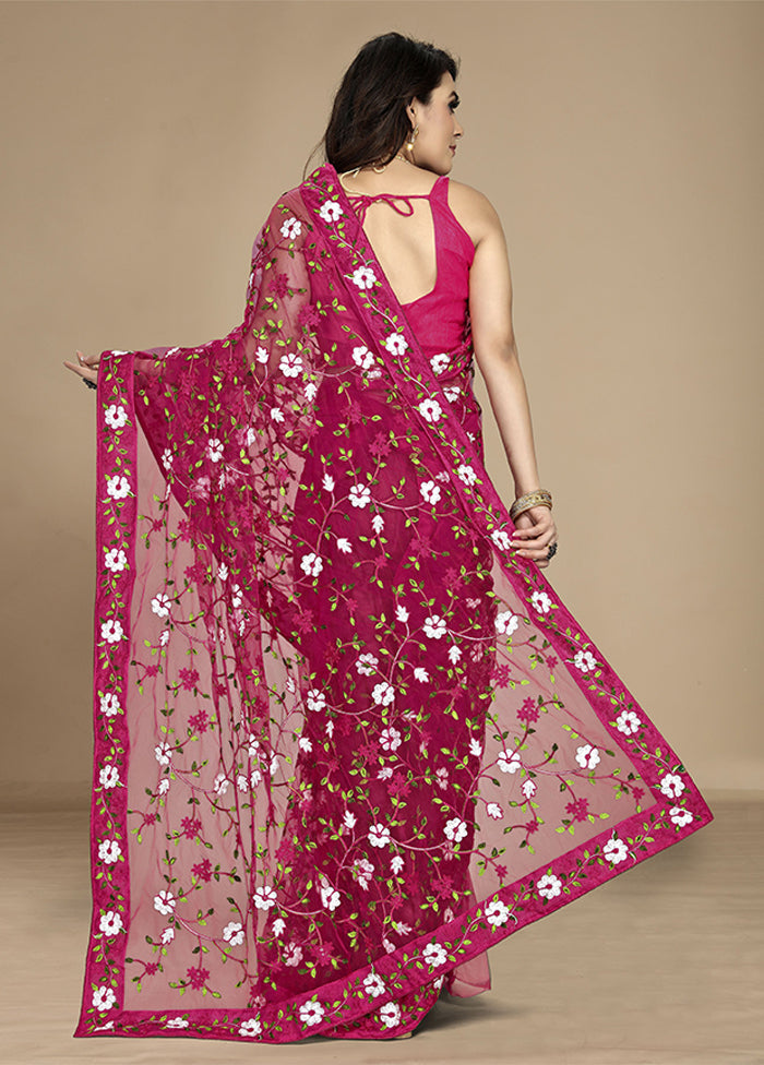 Pink Spun Silk Saree With Blouse Piece