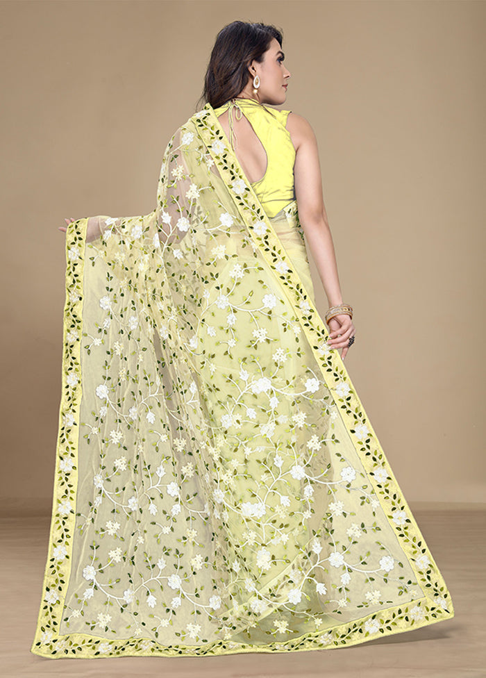 Yellow Spun Silk Saree With Blouse Piece