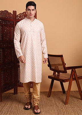 Peach Cotton Kurta