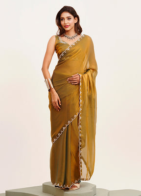 Yellow Spun Silk Saree With Blouse Piece