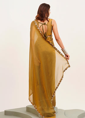 Yellow Spun Silk Saree With Blouse Piece