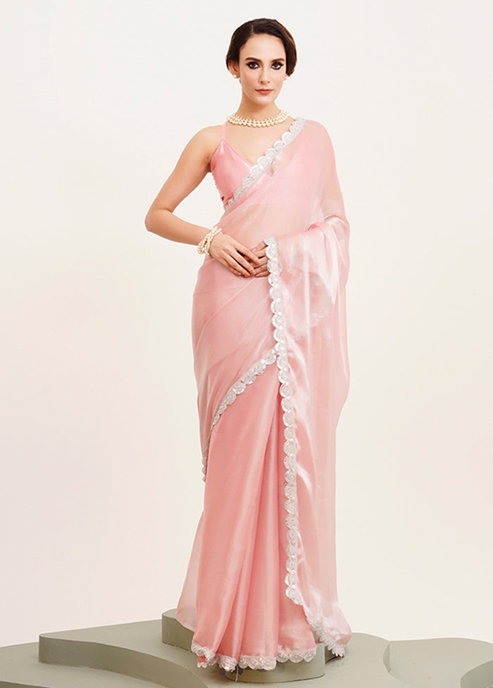 Pink Organza Saree With Blouse Piece