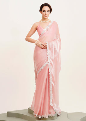 Pink Organza Saree With Blouse Piece