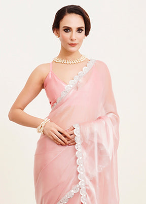 Pink Organza Saree With Blouse Piece