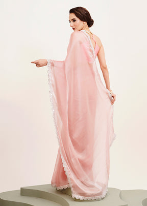 Pink Organza Saree With Blouse Piece