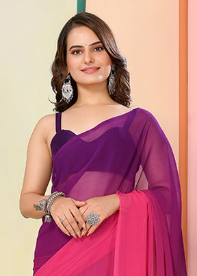Purple Georgette Ready to wear Saree