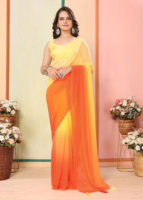 Yellow Georgette Ready to wear Saree