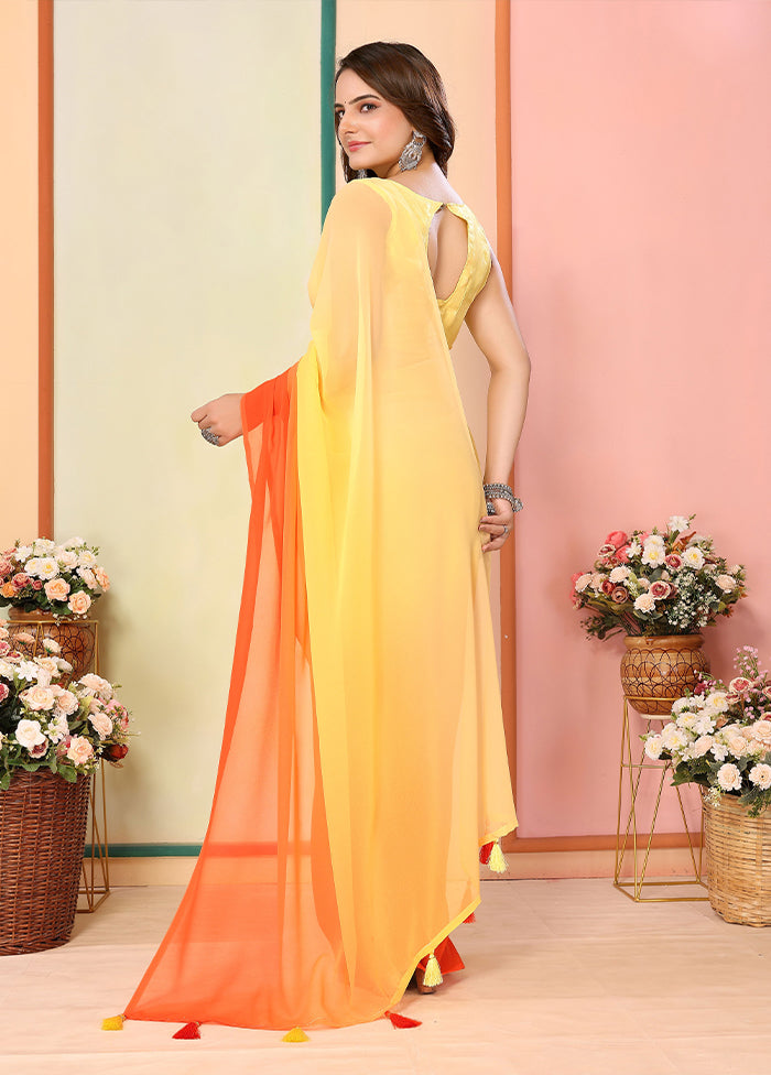 Yellow Georgette Ready to wear Saree