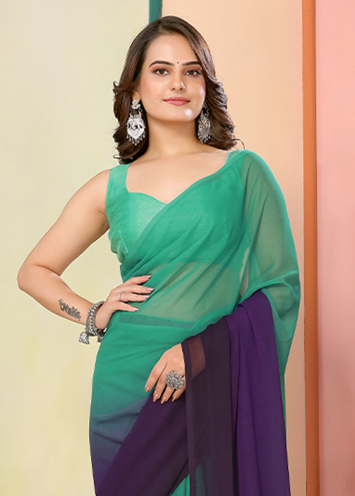 Green Georgette Ready to wear Saree