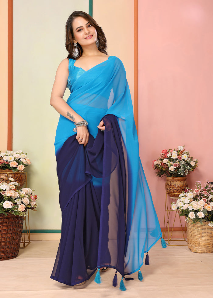 Blue Georgette Ready to wear Saree