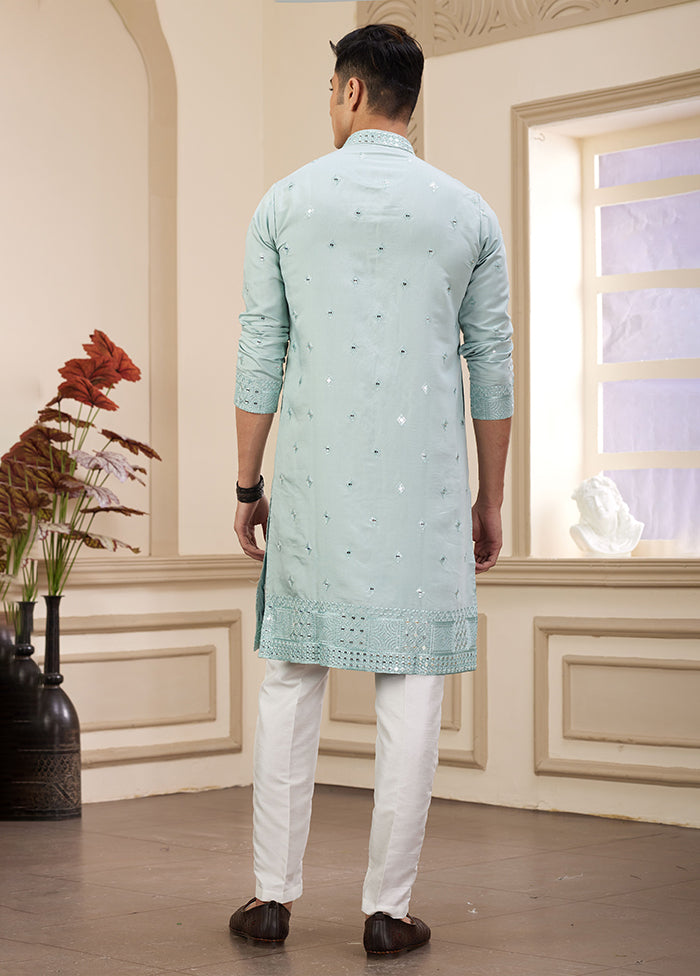 Green Silk Kurta & Pajama Set